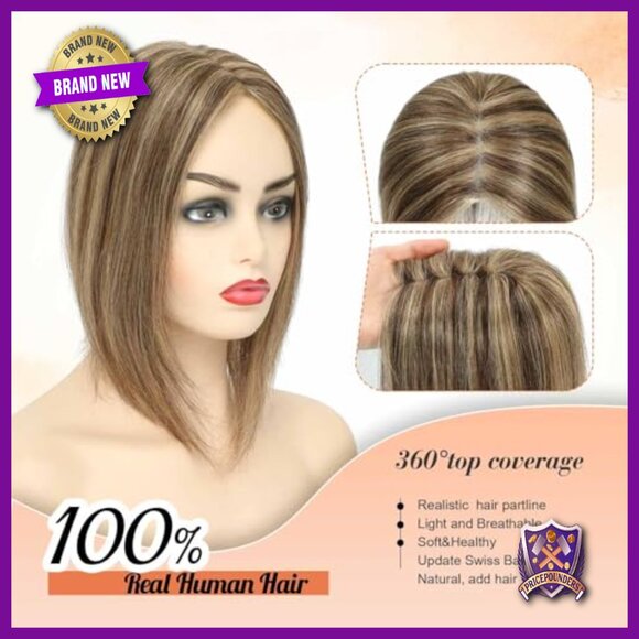 12 Inch Human Hair Topper with Swiss Lace Base for Thinning Hair